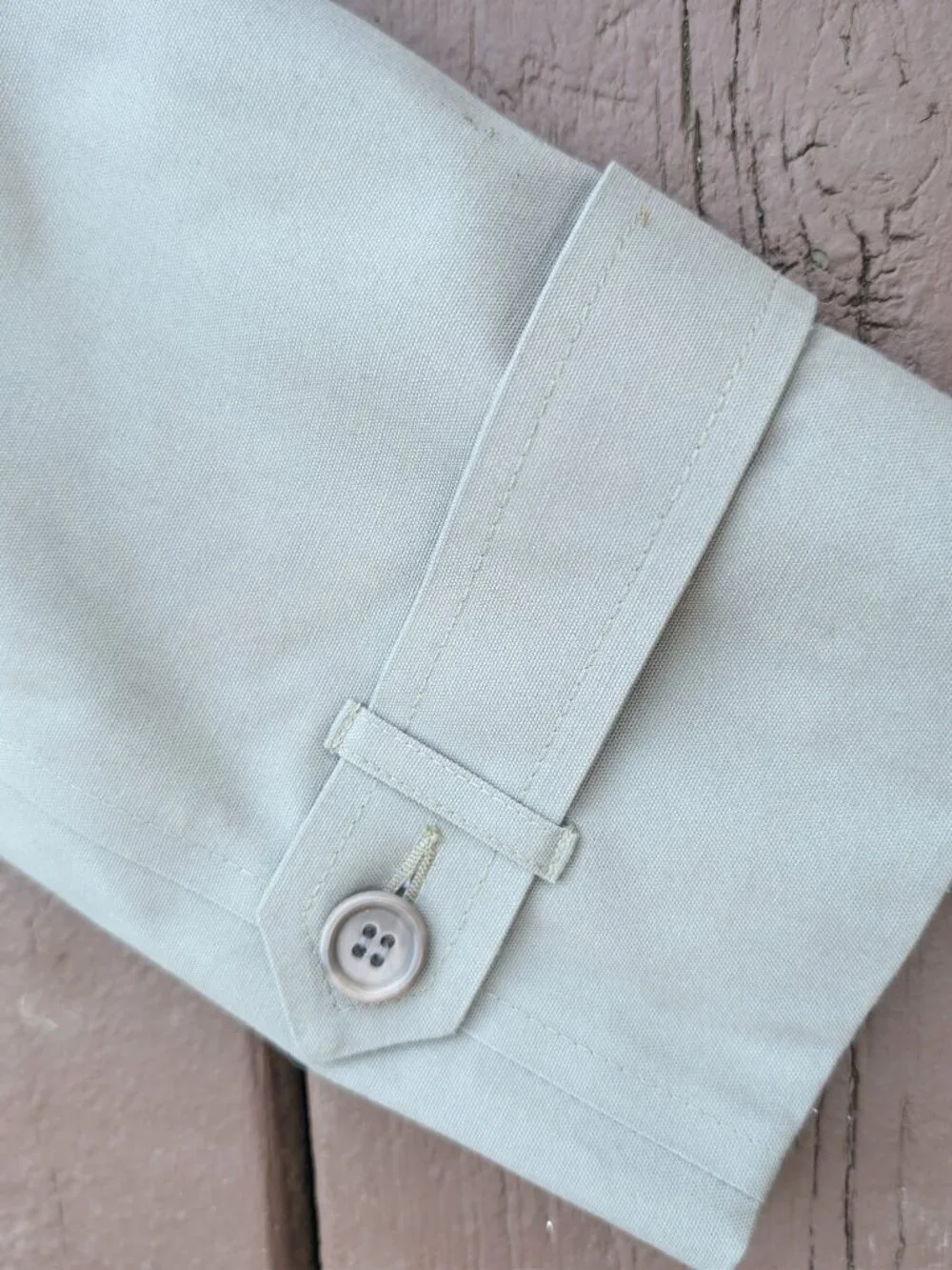 Vintage London Fog Men's Tan Beige Trench Coat Point Collar Button-Tab Sleeve 38